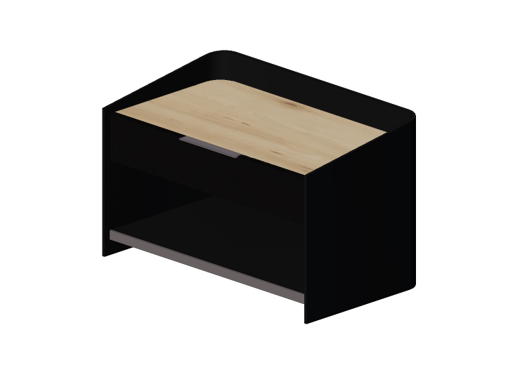 Camas 3D - Mesa de cabeceira de madeira envernizada -... Camas 3D - Mesa de cabeceira de madeira envernizada -...