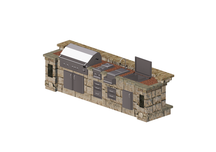 Cozinhas 3D - Cozinha em pedra - Belgard - Séries 115 -... Cozinhas 3D - Cozinha em pedra - Belgard - Séries 115 -...