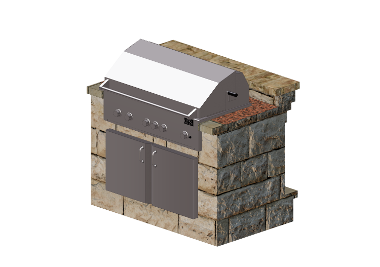 Móveis 3D - Móvel da cozinha em pedra com grelha - Belgard... Móveis 3D - Móvel da cozinha em pedra com grelha - Belgard...