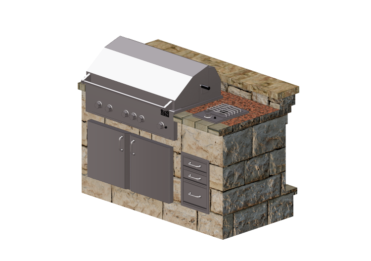 Meubles 3D - Meuble de cuisine avec grill et plaque en... Meubles 3D - Meuble de cuisine avec grill et plaque en...