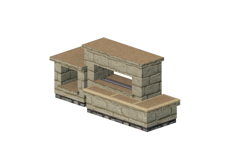 Chimneys and chimney pots 3D - Stone gas fireplace -... Chimneys and chimney pots 3D - Stone gas fireplace -...