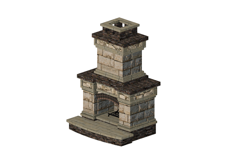 Chimneys and chimney pots 3D - Stone wood burning fireplace... Chimneys and chimney pots 3D - Stone wood burning fireplace...