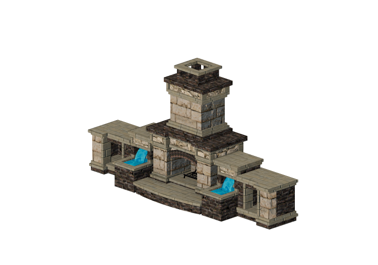 Chimneys and chimney pots 3D - Stone wood burning fireplace... Chimneys and chimney pots 3D - Stone wood burning fireplace...