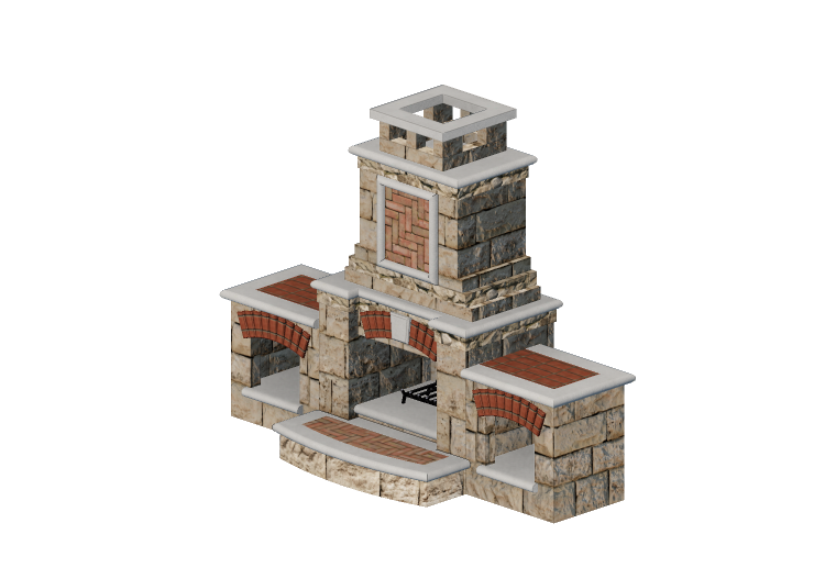Chimeneas y Ductos 3D - Chimenea a leña de piedra - Belgard... Chimeneas y Ductos 3D - Chimenea a leña de piedra - Belgard...