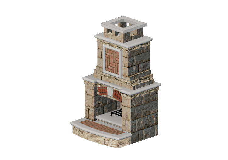 Chimeneas y Ductos 3D - Chimenea a leña de piedra - Belgard... Chimeneas y Ductos 3D - Chimenea a leña de piedra - Belgard...