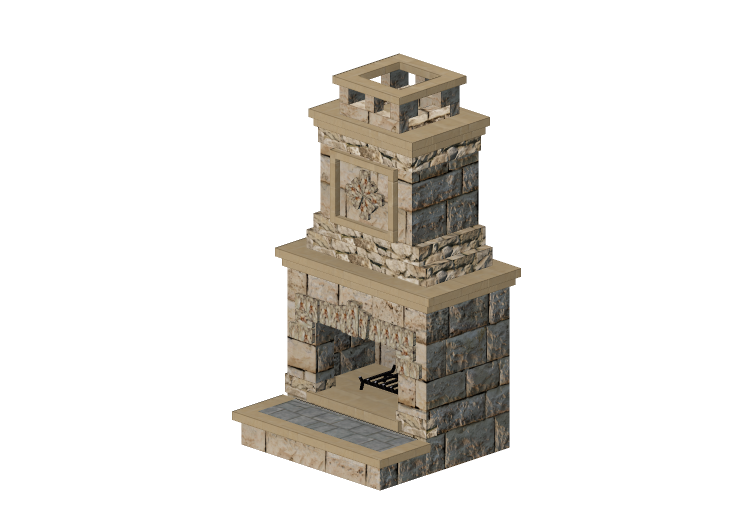 Chimneys and chimney pots 3D - Stone wood burning fireplace... Chimneys and chimney pots 3D - Stone wood burning fireplace...