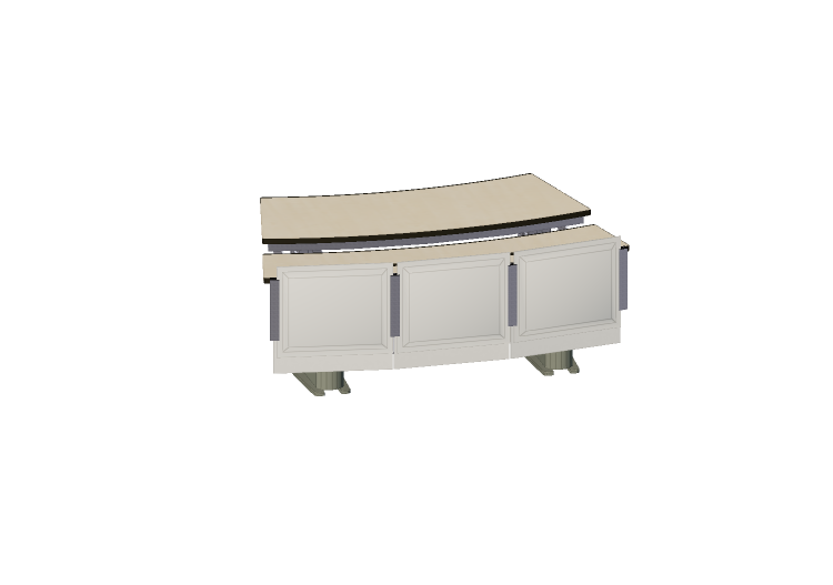 Escritorios 3D - Escritorio curvo con estante motorizado -... Escritorios 3D - Escritorio curvo con estante motorizado -...