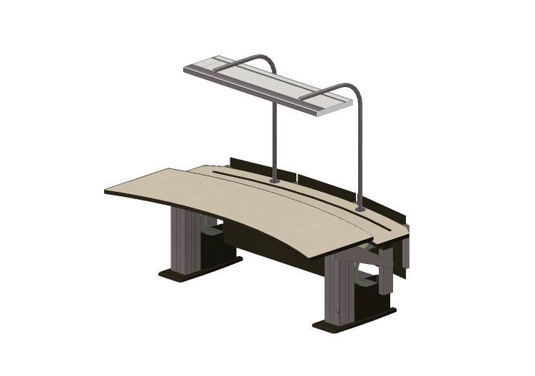 Escritorios 3D - Escritorio curvo para operador con estante... Escritorios 3D - Escritorio curvo para operador con estante...