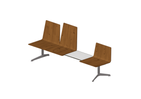 3D St&uuml;hle - 3-Sitzer auf Balken mit Tischchen - Hitch Mylius - hm213e