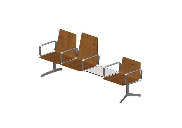 3D Stühle - 3-Sitzer auf Balken mit Tischchen - Hitch... 3D Stühle - 3-Sitzer auf Balken mit Tischchen - Hitch...