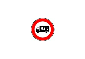 Zeichen - Verbot für Kraftfahrzeuge (mit einer zulässigen Gesamtmasse) über 6,5 t