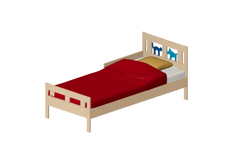 Camas y Mesitas de noche 3D - Cama individual para niños -... Camas y Mesitas de noche 3D - Cama individual para niños -...