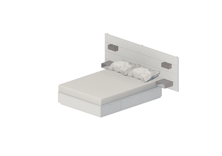 3D Betten und Nachttische - Doppelbett aus lackiertem Holz... 3D Betten und Nachttische - Doppelbett aus lackiertem Holz...