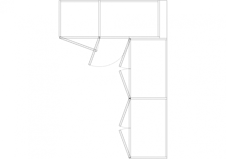DWG Schränke - Rechter Eckkleiderschrank mit Drehflügel 03...