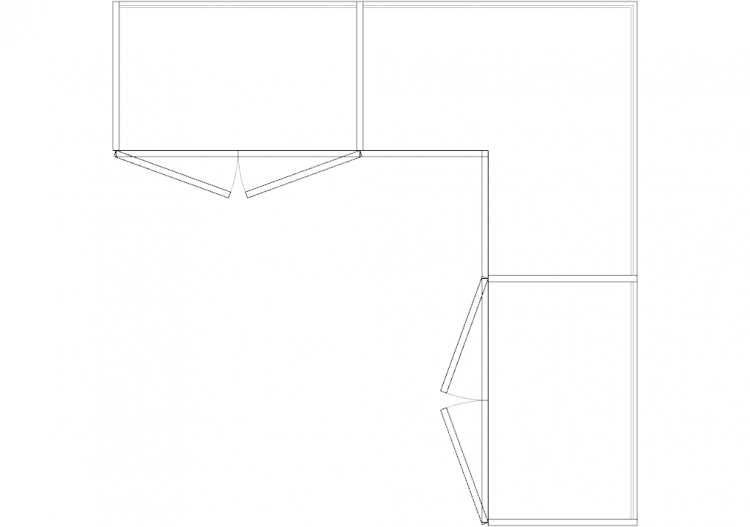 Wardrobes DWG - 带右铰链门扇的墙角衣柜09 - ACCA software