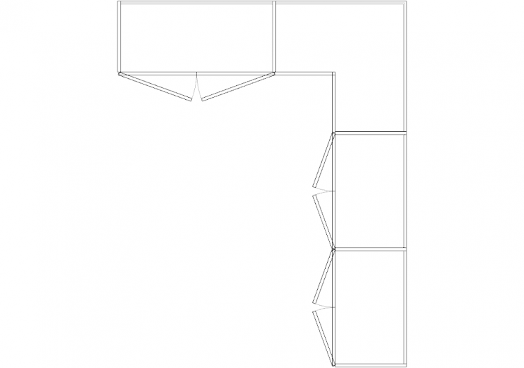 Wardrobes DWG - 带右铰链门扇的墙角衣柜13 - ACCA software