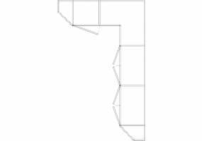 Wardrobes DWG - 带右铰链门扇的墙角衣柜16