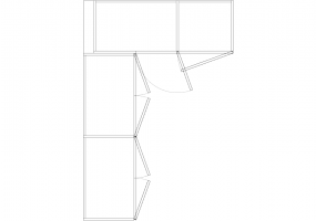 Wardrobes DWG - 带左铰链门扇的墙角衣柜03