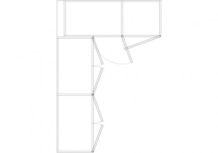Wardrobes DWG - 带左铰链门扇的墙角衣柜03 - ACCA software