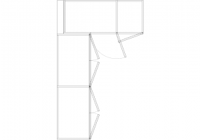 Wardrobes DWG - 带左铰链门扇的墙角衣柜04
