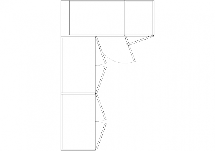 Wardrobes DWG - 带左铰链门扇的墙角衣柜04 - ACCA software