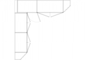Wardrobes DWG - 带左铰链门扇的墙角衣柜05