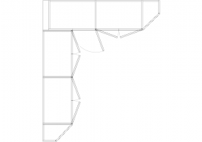 Wardrobes DWG - 带左铰链门扇的墙角衣柜06