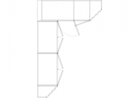 Wardrobes DWG - 带左铰链门扇的墙角衣柜08