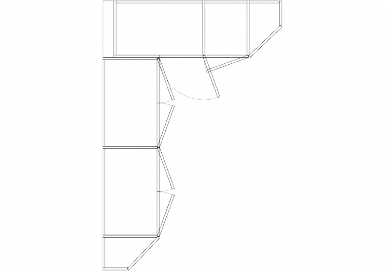 DWG Schränke - Linker Eckkleiderschrank mit Drehflügel 08 -...