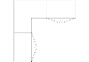 Wardrobes DWG - 带左铰链门扇的墙角衣柜09