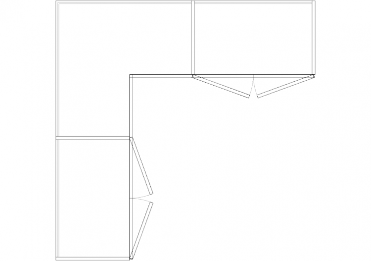 Wardrobes DWG - 带左铰链门扇的墙角衣柜09 - ACCA software