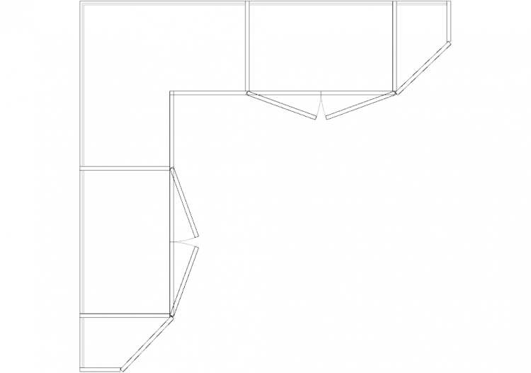 Wardrobes DWG - 带左铰链门扇的墙角衣柜14 - ACCA software