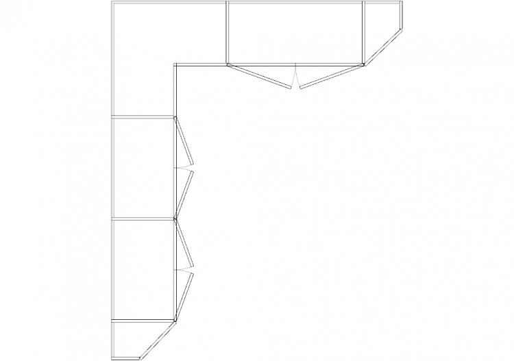 Wardrobes DWG - 带左铰链门扇的墙角衣柜18 - ACCA software