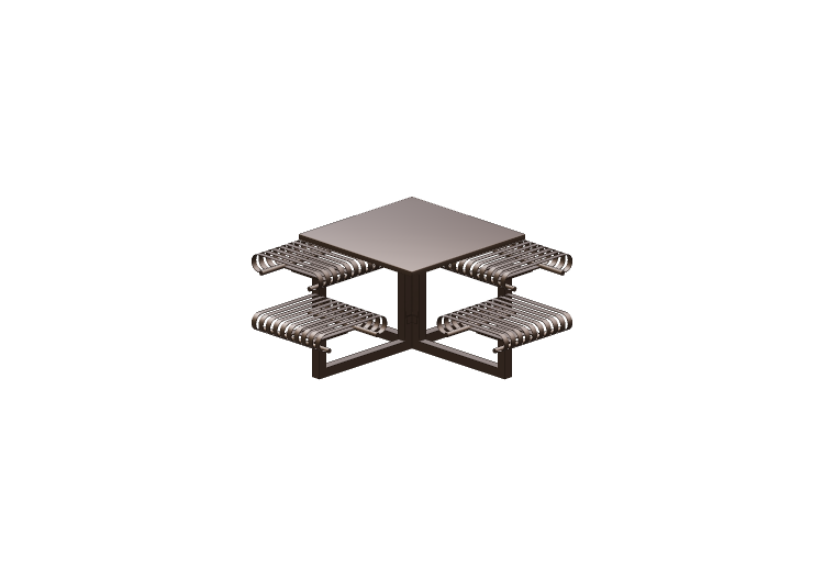 Bancs 3D - Composition de table et chaises en métal -... Bancs 3D - Composition de table et chaises en métal -...