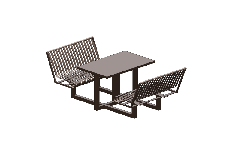 Bancs 3D - Composition de table et chaises en métal -... Bancs 3D - Composition de table et chaises en métal -...