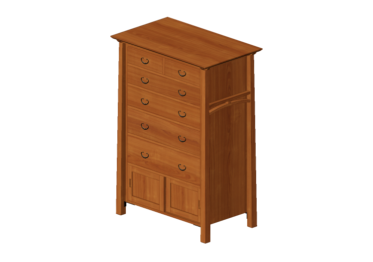 Armários 3D - Cômoda com seis gavetas e duas portas - Thos.... Armários 3D - Cômoda com seis gavetas e duas portas - Thos....