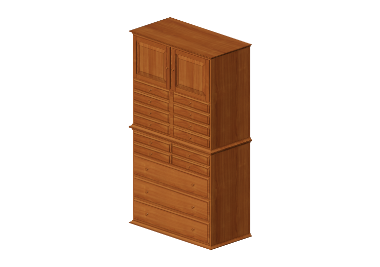 Armoires 3D - Commode avec quinze tiroirs et deux vantaux -... Armoires 3D - Commode avec quinze tiroirs et deux vantaux -...