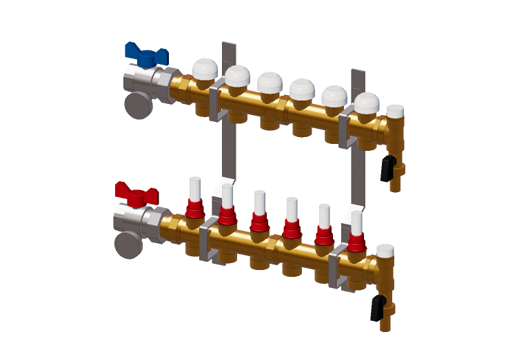 6-Way DN25 Distribution Manifold - 3873 - 385 0010 - TIEMME 6-Way DN25 Distribution Manifold - 3873 - 385 0010 - TIEMME