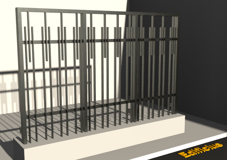 3D Railings - Picketed Fence [AS] - Double flat pole - ACCA...