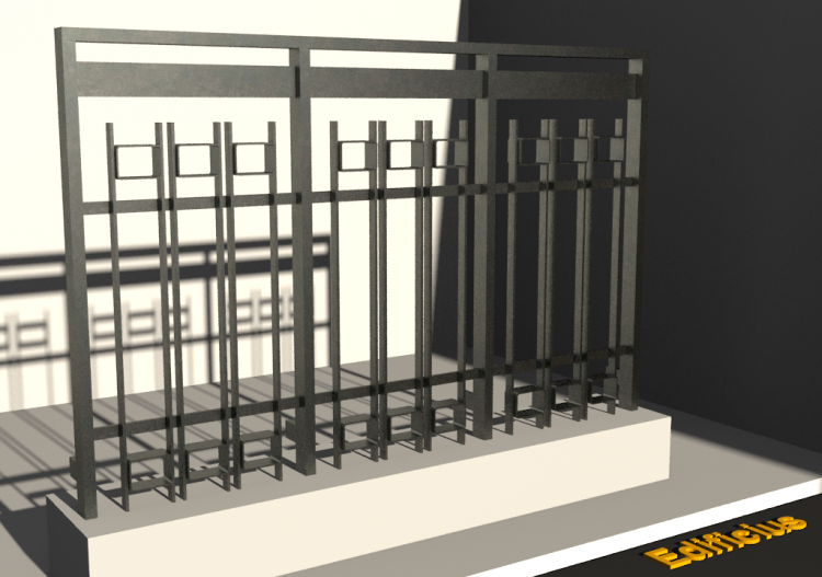 3D Railings - Picketed Fence [AS] - Flat Pole and Square...