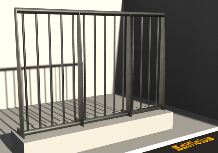 Guarda-corpo 3D - Balaustrada com gradil plano biselado...