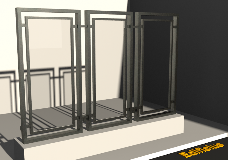 3D Railings - Balustrade [AS] - Glass panel with frame -...