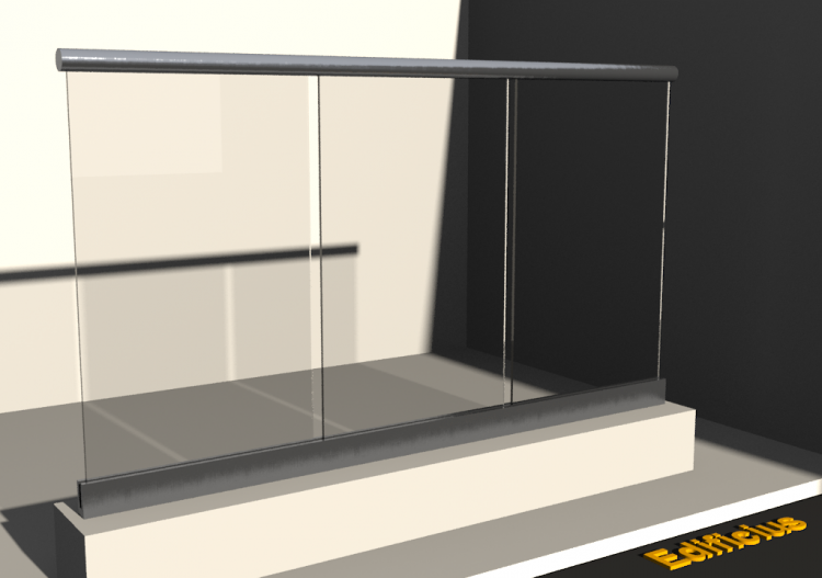 3D Railings - Balustrade [VM] - Glass on stringer - ACCA...