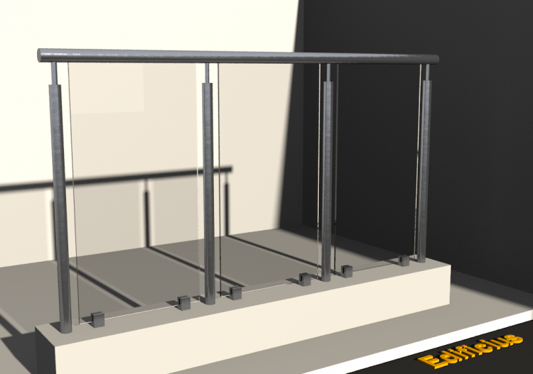 Garde-corps 3D - Tube rond [FV] - Vitre - ACCA software