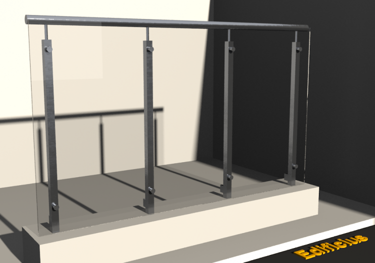 Barandillas 3D - Tubo cuadrado [AL] - Panel de vidrio -...
