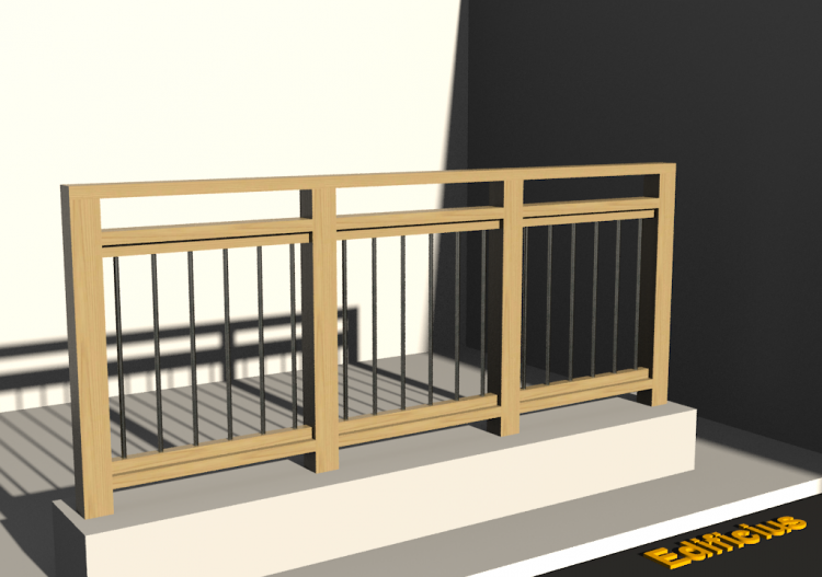 3D Railings - Classic in wood [VM] - Steel poles - ACCA...