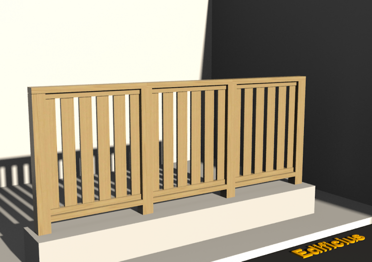 3D Railings - Balustrade in wood [VM] - Flat Poles - ACCA...