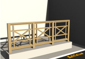 3D Railings - Balustrade in wood [VM] - Cross meshed panel