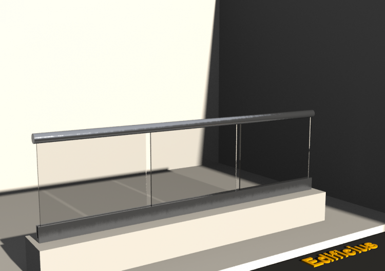 3D Railings - Balustrade [VM] - Glass on stringer - ACCA...