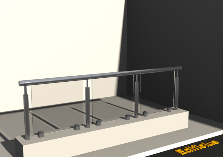 3D Geländer - Rundrohr [VA] - Glas - ACCA software